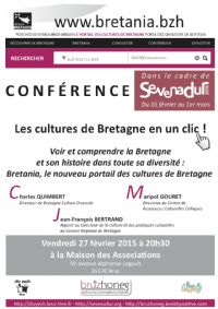 [Conférence Sevenadur] Les cultures de Bretagne en un clic : bretania.bzh. Le vendredi 27 février 2015 à Bruz. Ille-et-Vilaine.  20H30